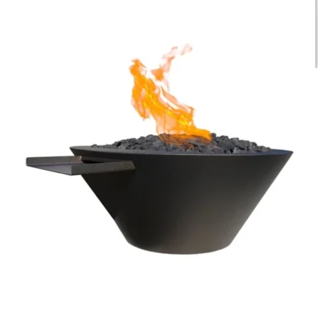 24” Round Stainless Steel Fire Bowl With Water Feature