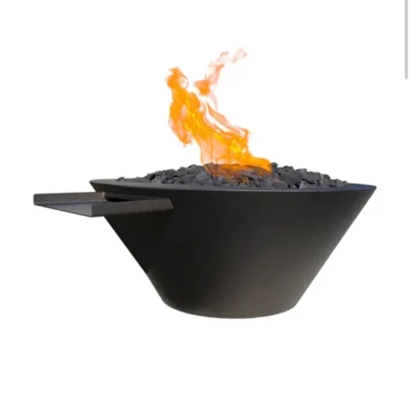 30” Round Stainless Steel Fire Bowl With Water Feature